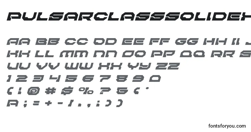 Шрифт Pulsarclasssolidexpandital – алфавит, цифры, специальные символы