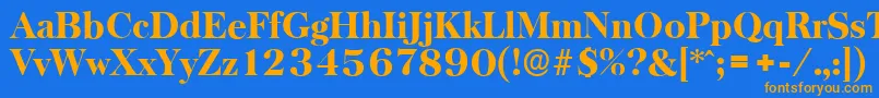 Fonte BaskervilleserialHeavyRegular – fontes laranjas em um fundo azul