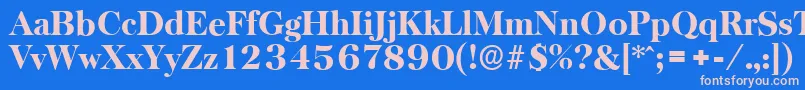 BaskervilleserialHeavyRegular-Schriftart – Rosa Schriften auf blauem Hintergrund