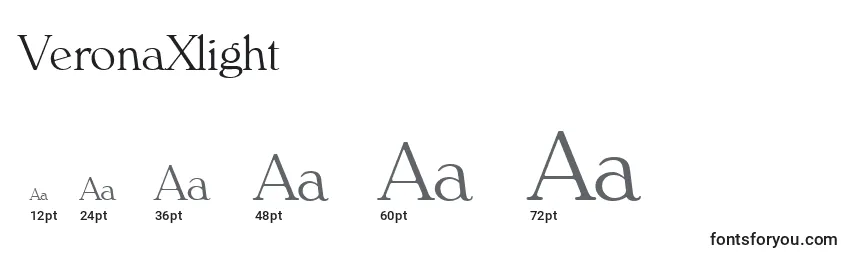 VeronaXlight Font Sizes