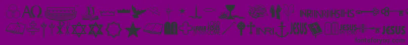 FaithOrnaments-Schriftart – Schwarze Schriften auf violettem Hintergrund