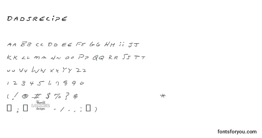 Czcionka Dadsrecipe – alfabet, cyfry, specjalne znaki
