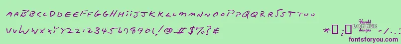 フォントDadsrecipe – 緑の背景に紫のフォント