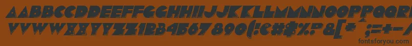 フォントPacmaniaItalic – 黒い文字が茶色の背景にあります