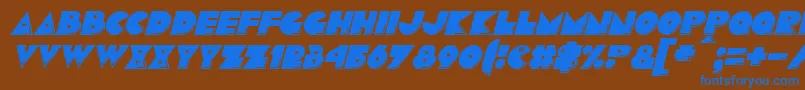 PacmaniaItalic Font – Blue Fonts on Brown Background