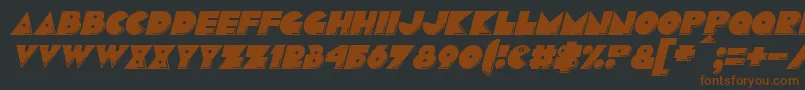 PacmaniaItalic-Schriftart – Braune Schriften auf schwarzem Hintergrund