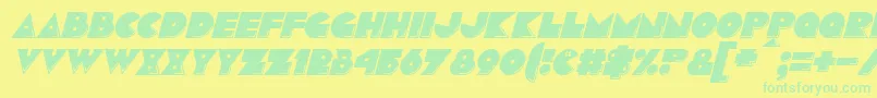 フォントPacmaniaItalic – 黄色い背景に緑の文字
