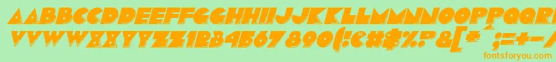 PacmaniaItalic-Schriftart – Orangefarbene Schriften auf grünem Hintergrund