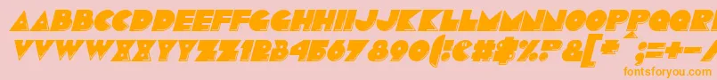 フォントPacmaniaItalic – オレンジの文字がピンクの背景にあります。