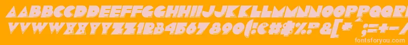 PacmaniaItalic Font – Pink Fonts on Orange Background