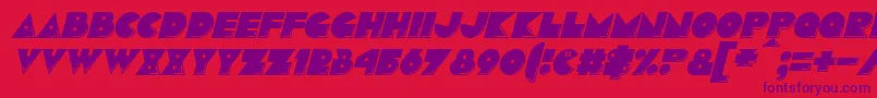 Czcionka PacmaniaItalic – fioletowe czcionki na czerwonym tle