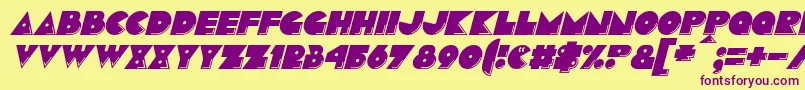 フォントPacmaniaItalic – 紫色のフォント、黄色の背景