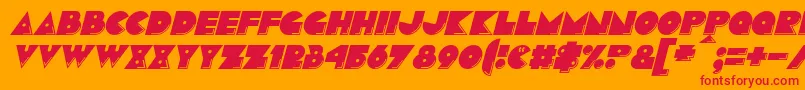 Fonte PacmaniaItalic – fontes vermelhas em um fundo laranja