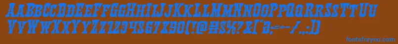 Texasrangerexpandital Font – Blue Fonts on Brown Background