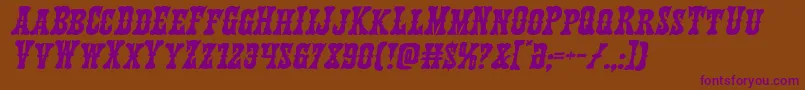 Texasrangerexpandital Font – Purple Fonts on Brown Background