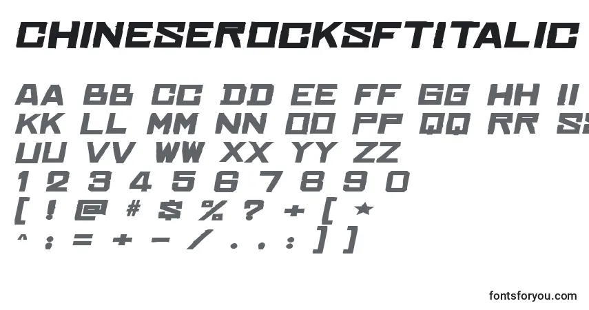 Шрифт ChineserocksftItalic – алфавит, цифры, специальные символы