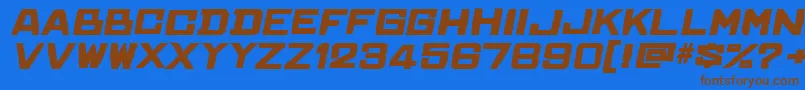 フォントChineserocksftItalic – 茶色の文字が青い背景にあります。