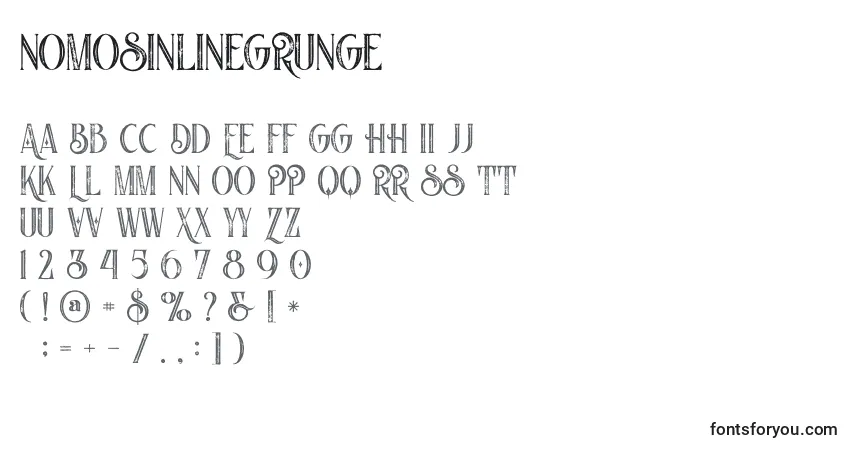 Nomosinlinegrunge (38319)フォント–アルファベット、数字、特殊文字