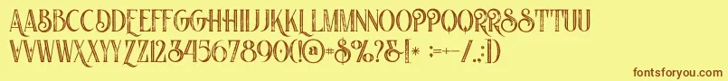 Nomosinlinegrunge Font – Brown Fonts on Yellow Background