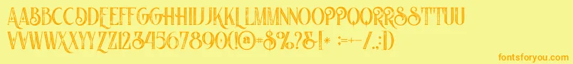 Nomosinlinegrunge Font – Orange Fonts on Yellow Background