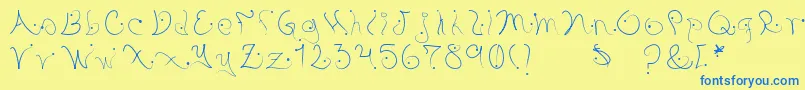 Pystil Font – Blue Fonts on Yellow Background