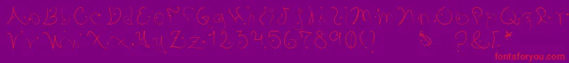フォントPystil – 紫の背景に赤い文字