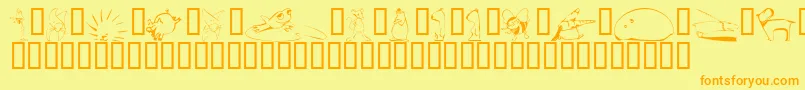 KrScrappinAnimals-Schriftart – Orangefarbene Schriften auf gelbem Hintergrund