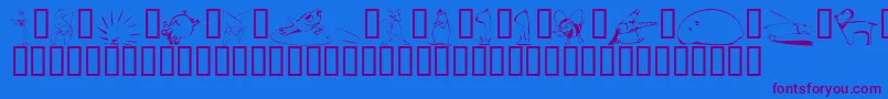 フォントKrScrappinAnimals – 紫色のフォント、青い背景