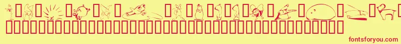 KrScrappinAnimals Font – Red Fonts on Yellow Background