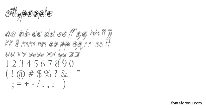 Schriftart SillyPeople – Alphabet, Zahlen, spezielle Symbole