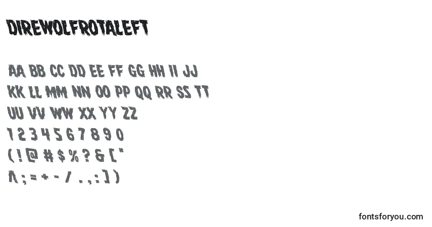 Czcionka Direwolfrotaleft – alfabet, cyfry, specjalne znaki