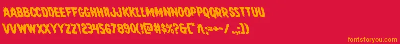 Direwolfrotaleft-Schriftart – Orangefarbene Schriften auf rotem Hintergrund