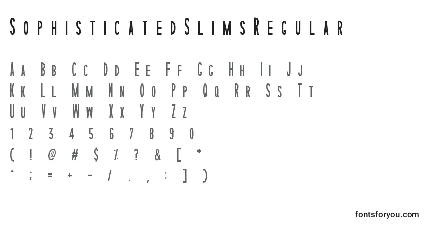 Schriftart SophisticatedSlimsRegular – Alphabet, Zahlen, spezielle Symbole