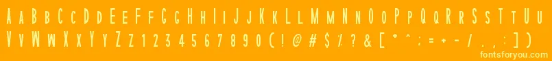 Fonte SophisticatedSlimsRegular – fontes amarelas em um fundo laranja