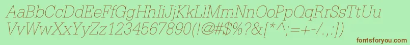 GlyphaltstdThinoblique Font – Brown Fonts on Green Background