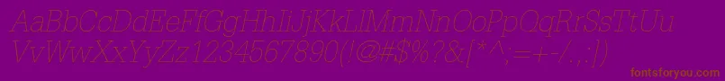 GlyphaltstdThinoblique Font – Brown Fonts on Purple Background