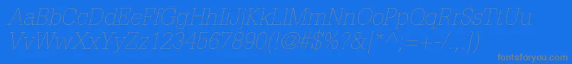 Police GlyphaltstdThinoblique – polices grises sur fond bleu