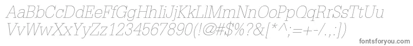 フォントGlyphaltstdThinoblique – 白い背景に灰色の文字