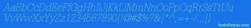 GlyphaltstdThinoblique Font – Green Fonts on Blue Background