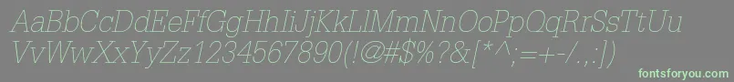 GlyphaltstdThinoblique Font – Green Fonts on Gray Background
