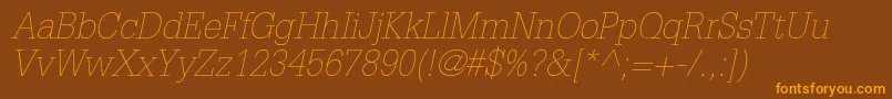 GlyphaltstdThinoblique Font – Orange Fonts on Brown Background
