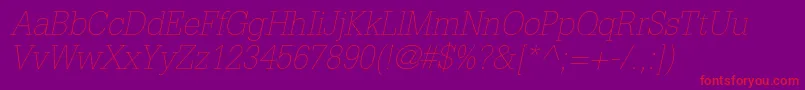 GlyphaltstdThinoblique Font – Red Fonts on Purple Background