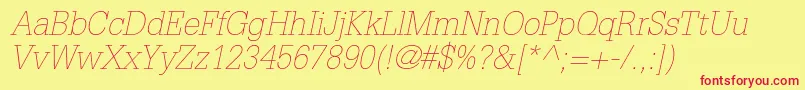 GlyphaltstdThinoblique Font – Red Fonts on Yellow Background