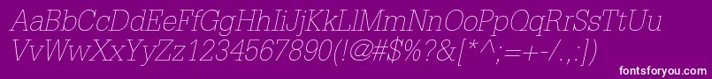 GlyphaltstdThinoblique Font – White Fonts on Purple Background
