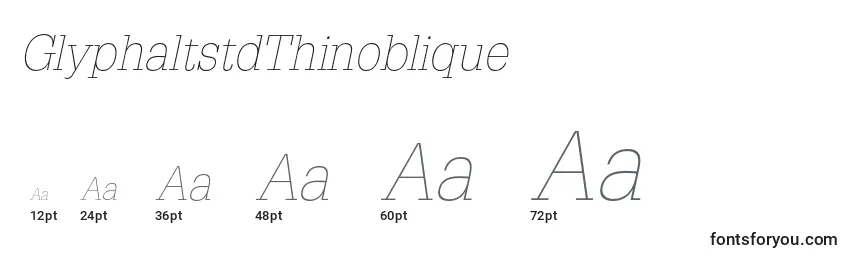 Размеры шрифта GlyphaltstdThinoblique