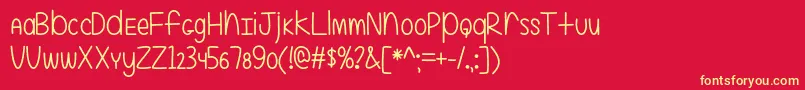 フォントEvenMoreMixedUp2Otf – 黄色の文字、赤い背景