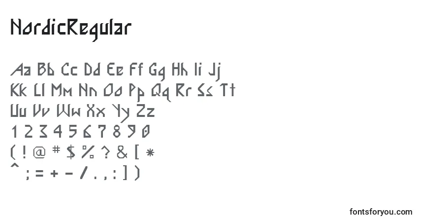 Schriftart NordicRegular – Alphabet, Zahlen, spezielle Symbole