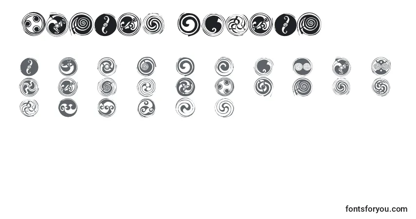 Czcionka SpiralsRegular – alfabet, cyfry, specjalne znaki