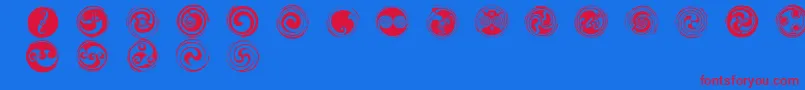 SpiralsRegular Font – Red Fonts on Blue Background