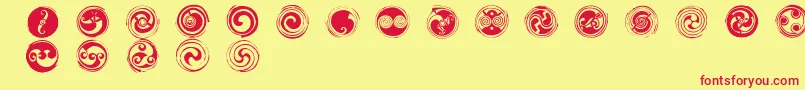 フォントSpiralsRegular – 赤い文字の黄色い背景